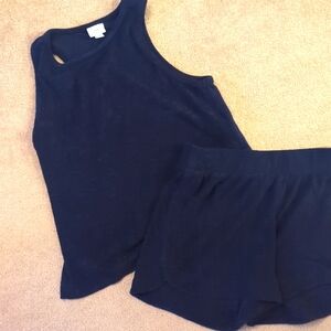 ** matching set**Navy blue terrycloth tank & short set